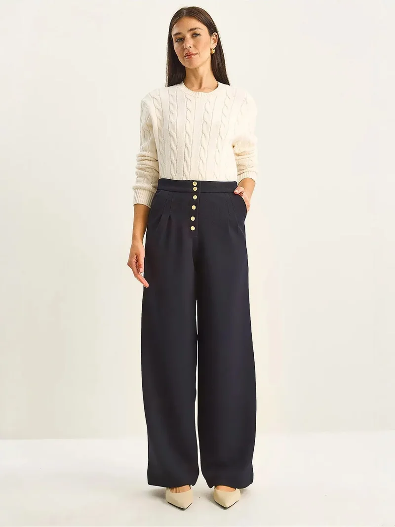 LUCCI High Waist Wide Leg Palazzo Pants